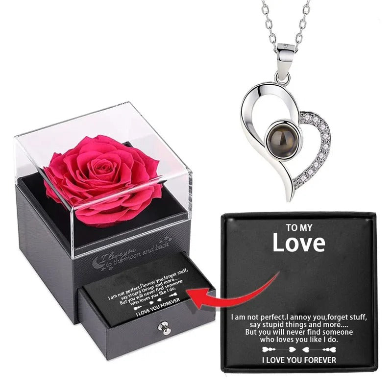 Eternity Flower with Crystal Necklace Gift Box